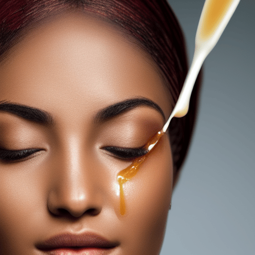 honey being dripped on a beautiful womans face
