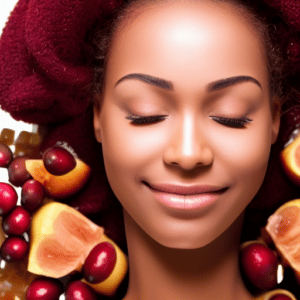 Woman with Cranberries surrounding her face